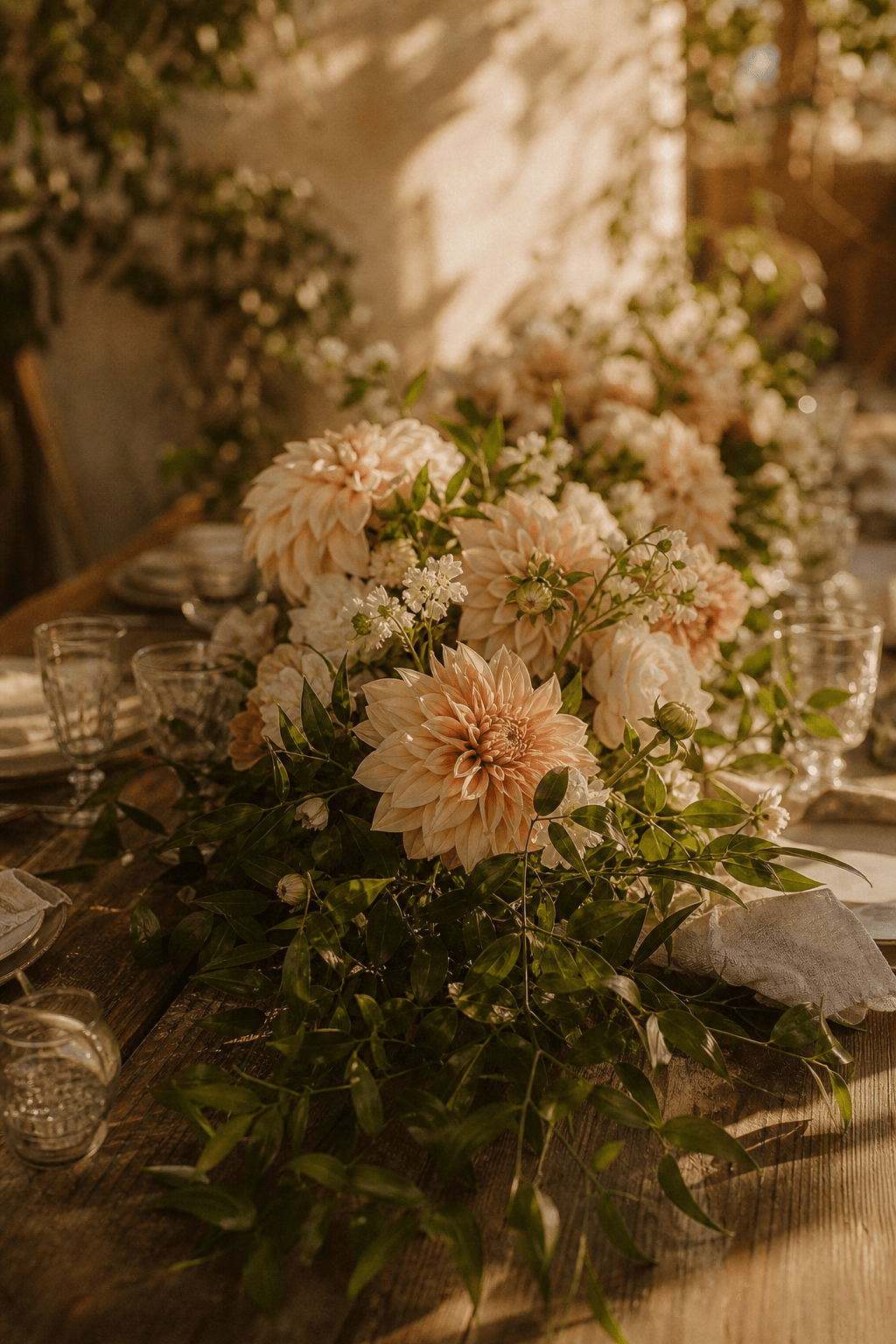 Long-table summer centrepiece